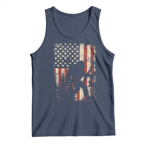 Bow Hunting Bigfoot America Flag Tank Top Patriotic Sasquatch With Archer Hunter Dad TS10 Navy Print Your Wear
