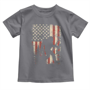 Bow Hunting Bigfoot America Flag Toddler T Shirt Patriotic Sasquatch With Archer Hunter Dad TS10 Charcoal Print Your Wear