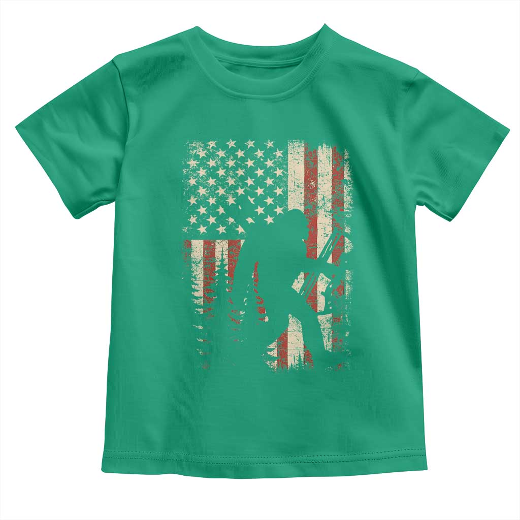 Bow Hunting Bigfoot America Flag Toddler T Shirt Patriotic Sasquatch With Archer Hunter Dad TS10 Irish Green Print Your Wear