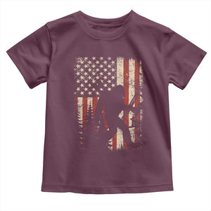 Bow Hunting Bigfoot America Flag Toddler T Shirt Patriotic Sasquatch With Archer Hunter Dad TS10 Maroon Print Your Wear