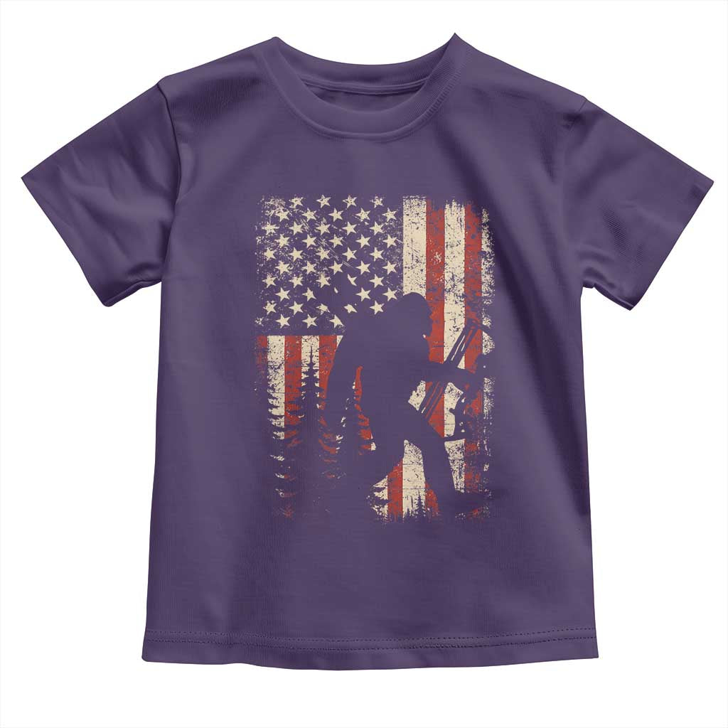 Bow Hunting Bigfoot America Flag Toddler T Shirt Patriotic Sasquatch With Archer Hunter Dad TS10 Purple Print Your Wear