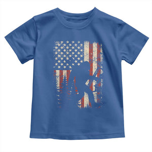 Bow Hunting Bigfoot America Flag Toddler T Shirt Patriotic Sasquatch With Archer Hunter Dad TS10 Royal Blue Print Your Wear