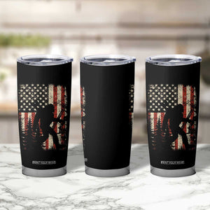Bow Hunting Bigfoot America Flag Tumbler Cup Patriotic Sasquatch With Archer Hunter Dad TS10 Print Your Wear