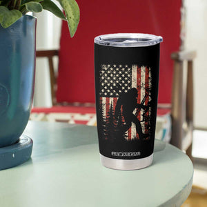 Bow Hunting Bigfoot America Flag Tumbler Cup Patriotic Sasquatch With Archer Hunter Dad TS10 Print Your Wear