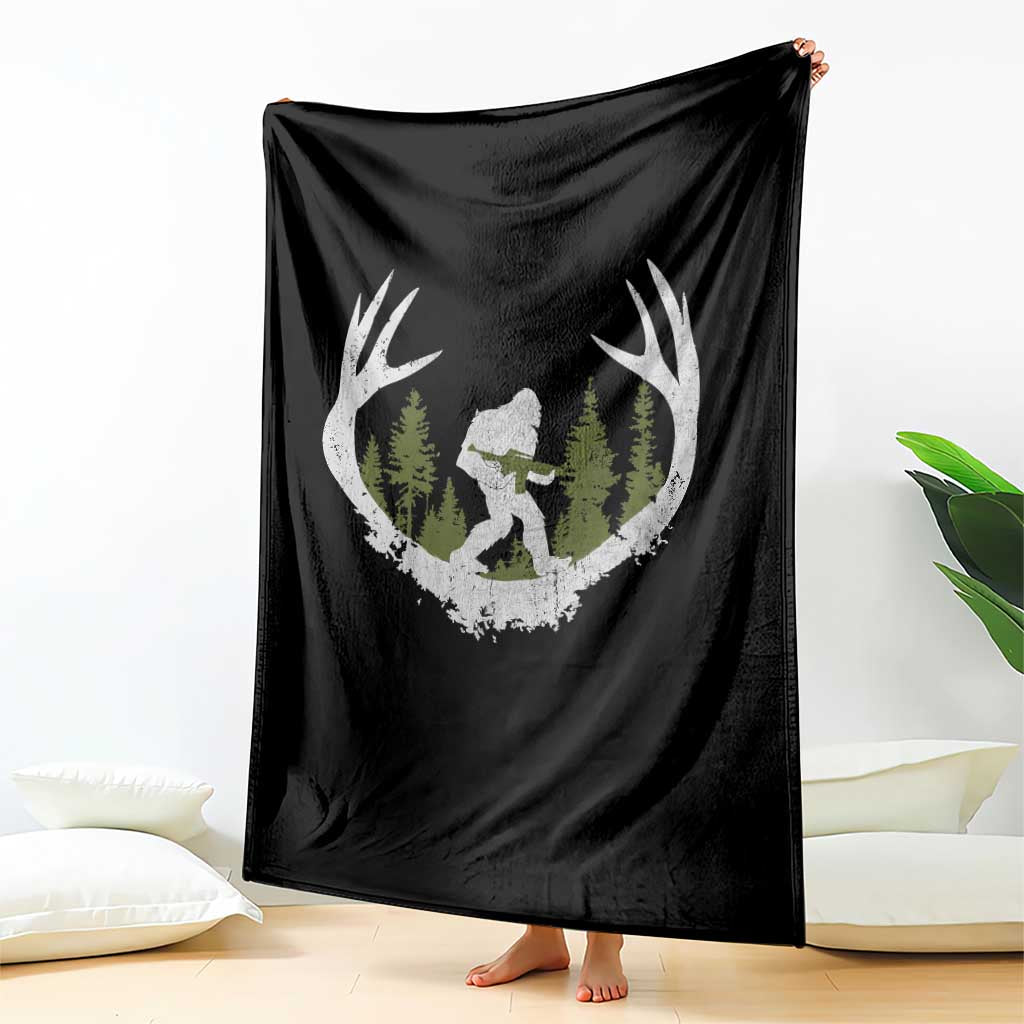Bigfoot Gun Owner Throw Blanket Retro Deer Hunting Sasquatch Hunter Dad TS10 Print Your Wear