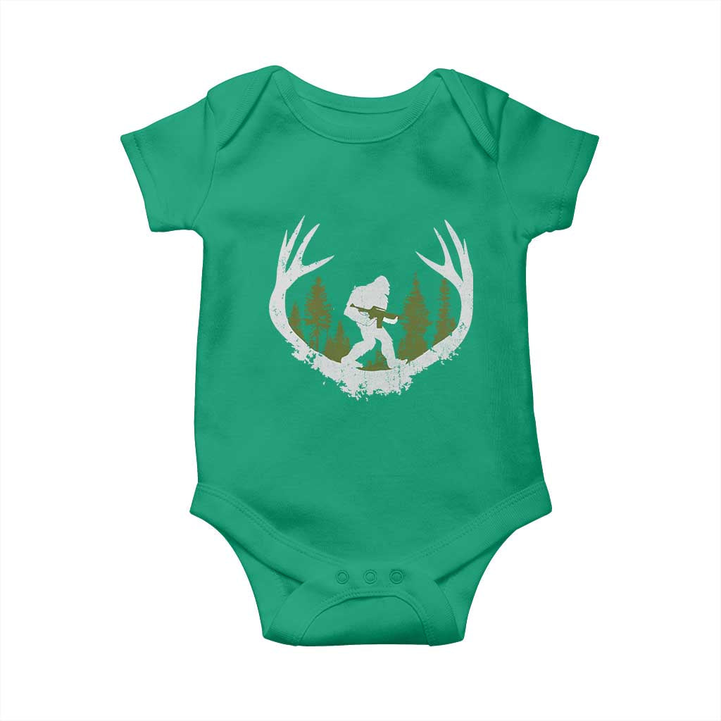 Bigfoot Gun Owner Baby Onesie Retro Deer Hunting Sasquatch Hunter Dad TS10 Irish Green Print Your Wear