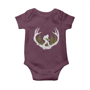 Bigfoot Gun Owner Baby Onesie Retro Deer Hunting Sasquatch Hunter Dad TS10 Maroon Print Your Wear