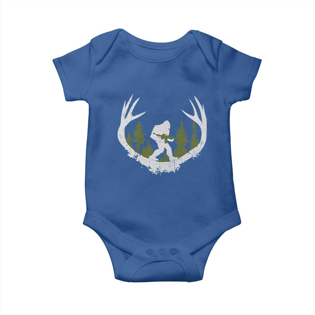 Bigfoot Gun Owner Baby Onesie Retro Deer Hunting Sasquatch Hunter Dad TS10 Royal Blue Print Your Wear