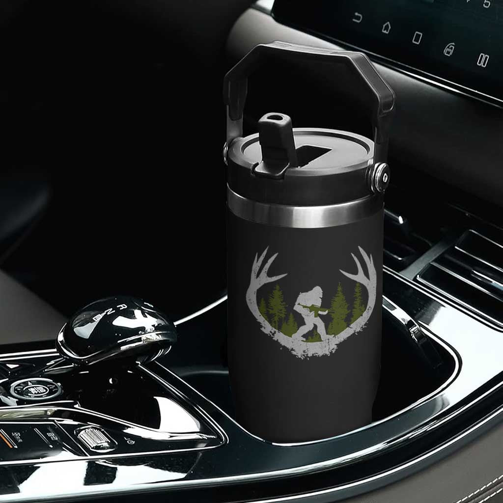 Bigfoot Gun Owner Flip Straw Tumbler Retro Deer Hunting Sasquatch Hunter Dad TS10 Print Your Wear