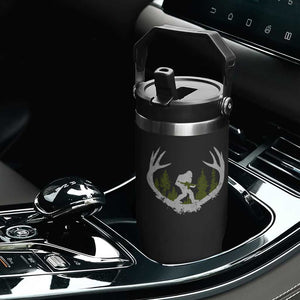 Bigfoot Gun Owner Flip Straw Tumbler Retro Deer Hunting Sasquatch Hunter Dad TS10 Print Your Wear