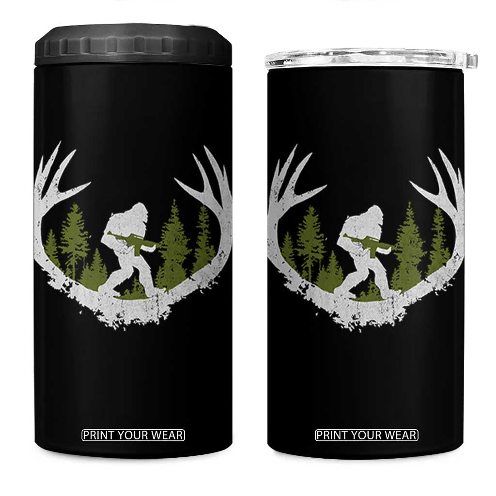 Bigfoot Gun Owner 4 in 1 Can Cooler Tumbler Retro Deer Hunting Sasquatch Hunter Dad TS10 One Size: 16 oz Black Print Your Wear