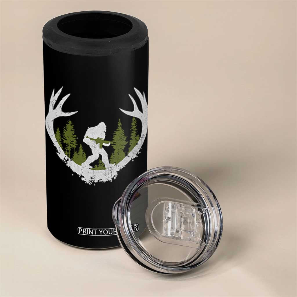 Bigfoot Gun Owner 4 in 1 Can Cooler Tumbler Retro Deer Hunting Sasquatch Hunter Dad TS10 Print Your Wear