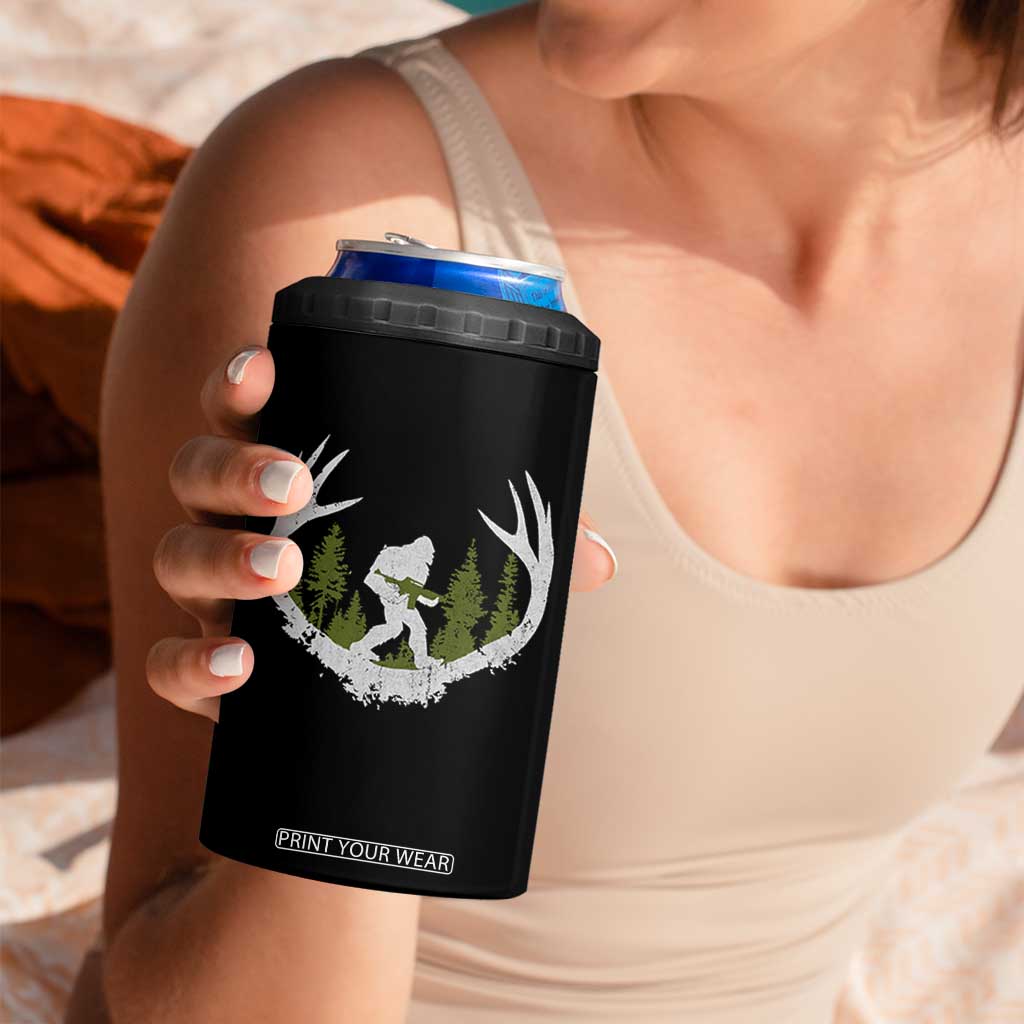 Bigfoot Gun Owner 4 in 1 Can Cooler Tumbler Retro Deer Hunting Sasquatch Hunter Dad TS10 Print Your Wear