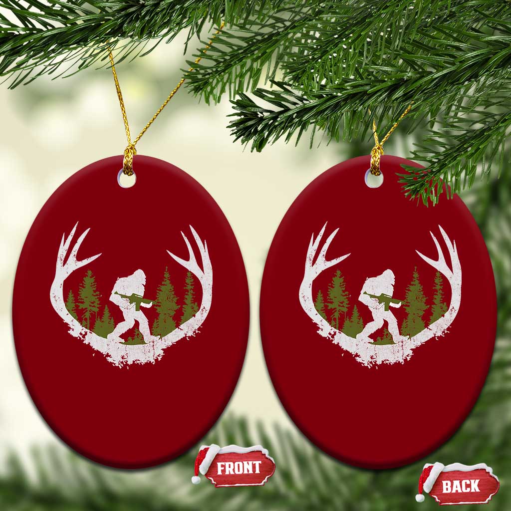 Bigfoot Gun Owner Ceramic Ornament Retro Deer Hunting Sasquatch Hunter Dad TS10 Print Your Wear