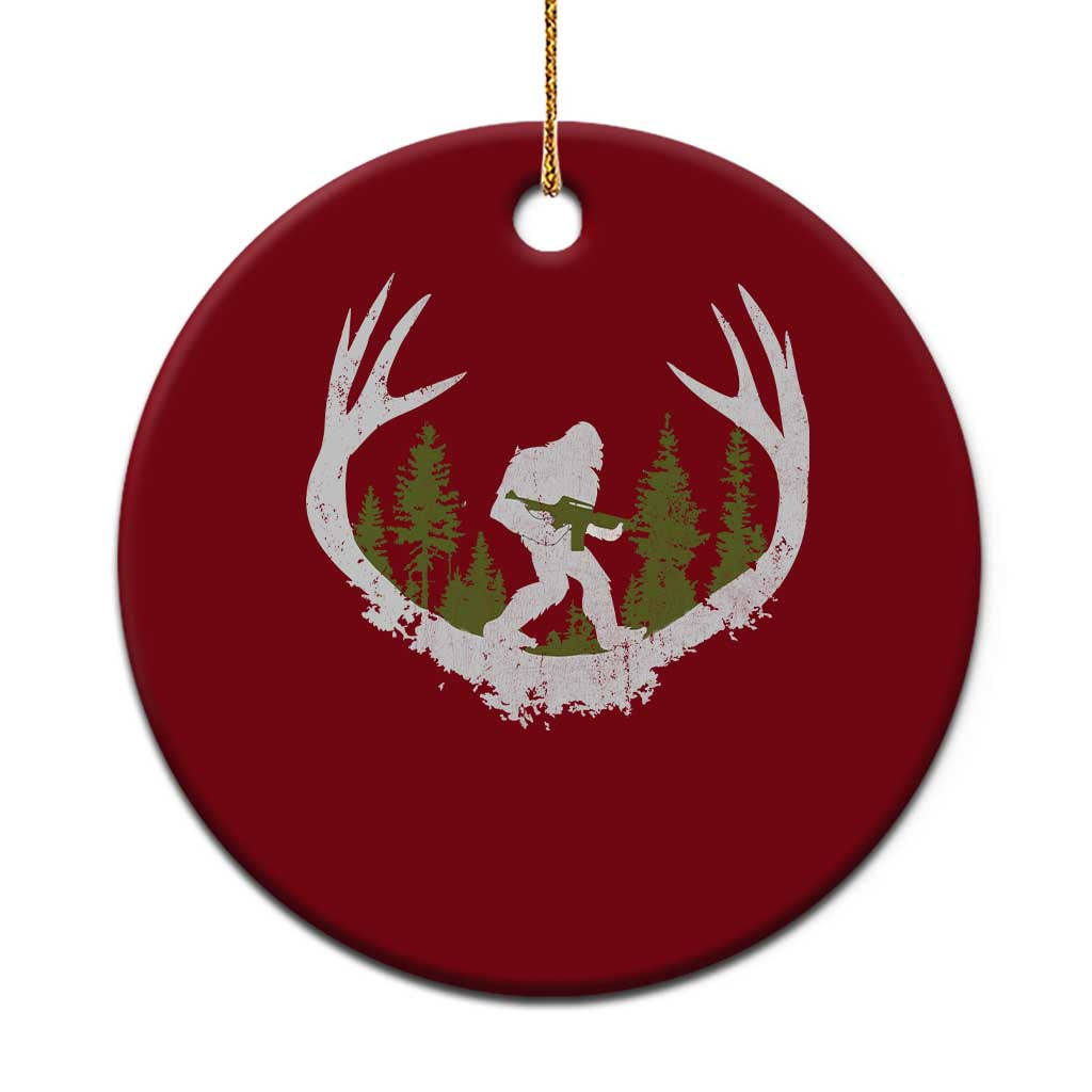 Bigfoot Gun Owner Ceramic Ornament Retro Deer Hunting Sasquatch Hunter Dad TS10 1pc Red Print Your Wear