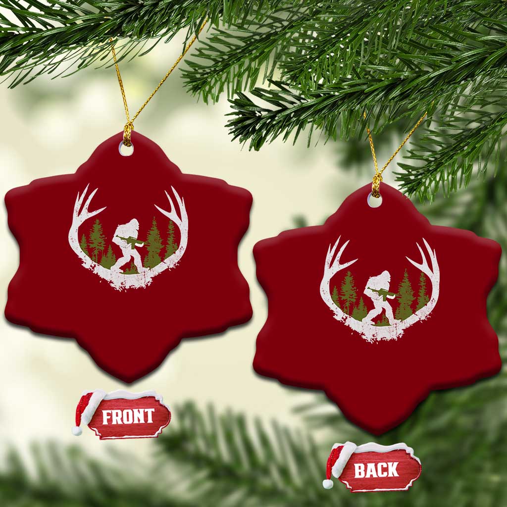 Bigfoot Gun Owner Ceramic Ornament Retro Deer Hunting Sasquatch Hunter Dad TS10 Print Your Wear