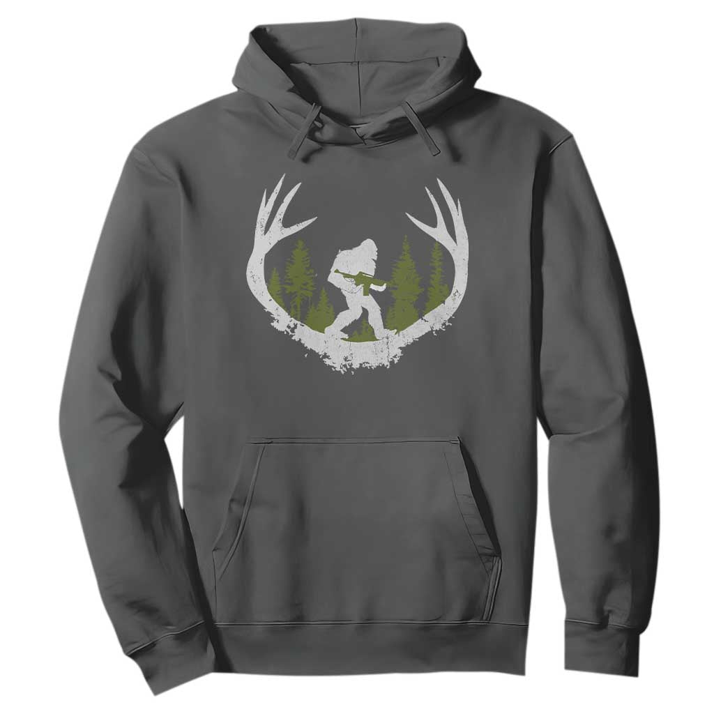 Bigfoot Gun Owner Hoodie Retro Deer Hunting Sasquatch Hunter Dad TS10 Dark Heather Print Your Wear