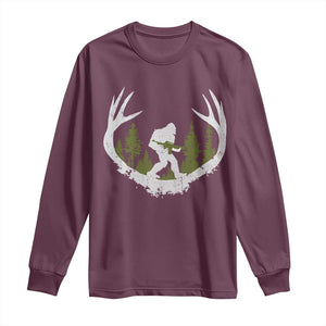 Bigfoot Gun Owner Long Sleeve Shirt Retro Deer Hunting Sasquatch Hunter Dad TS10 Maroon Print Your Wear