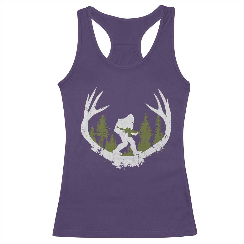 Bigfoot Gun Owner Racerback Tank Top Retro Deer Hunting Sasquatch Hunter Dad TS10 Purple Print Your Wear
