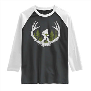 Bigfoot Gun Owner Raglan Shirt Retro Deer Hunting Sasquatch Hunter Dad TS10 Black White Print Your Wear