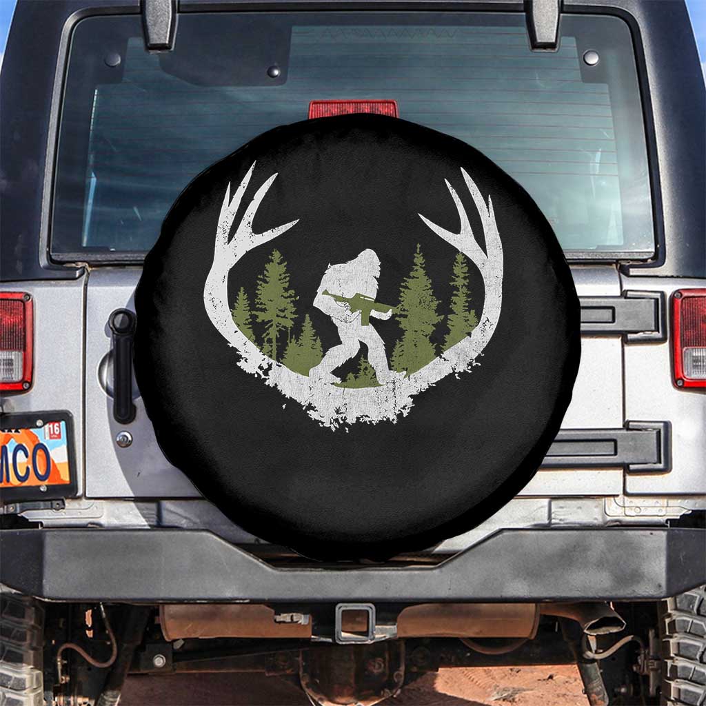Bigfoot Gun Owner Spare Tire Cover Retro Deer Hunting Sasquatch Hunter Dad TS10 No hole Black Print Your Wear