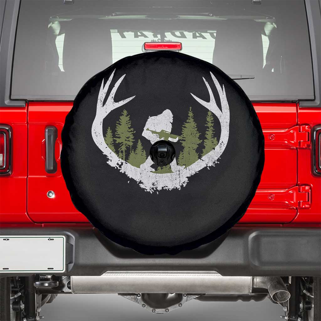 Bigfoot Gun Owner Spare Tire Cover Retro Deer Hunting Sasquatch Hunter Dad TS10 Black Print Your Wear