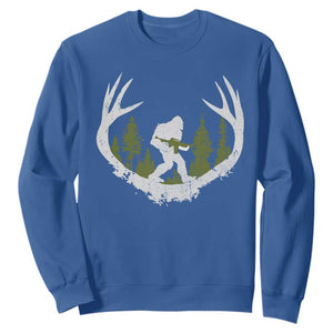 Bigfoot Gun Owner Sweatshirt Retro Deer Hunting Sasquatch Hunter Dad TS10 Royal Blue Print Your Wear