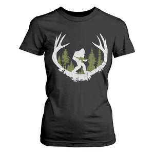 Bigfoot Gun Owner T Shirt For Women Retro Deer Hunting Sasquatch Hunter Dad TS10 Black Print Your Wear