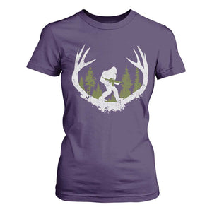 Bigfoot Gun Owner T Shirt For Women Retro Deer Hunting Sasquatch Hunter Dad TS10 Purple Print Your Wear