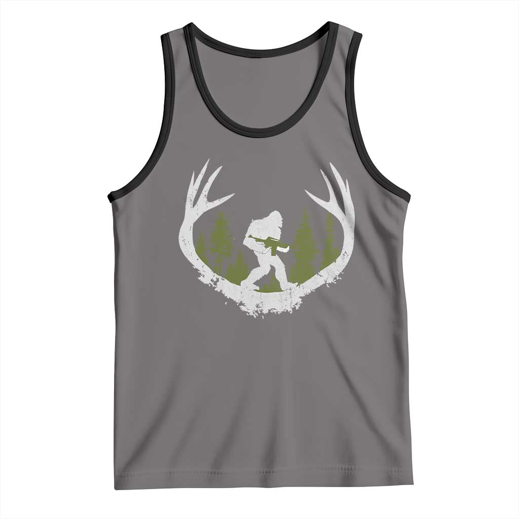 Bigfoot Gun Owner Tank Top Retro Deer Hunting Sasquatch Hunter Dad TS10 Deep Heather Black Print Your Wear
