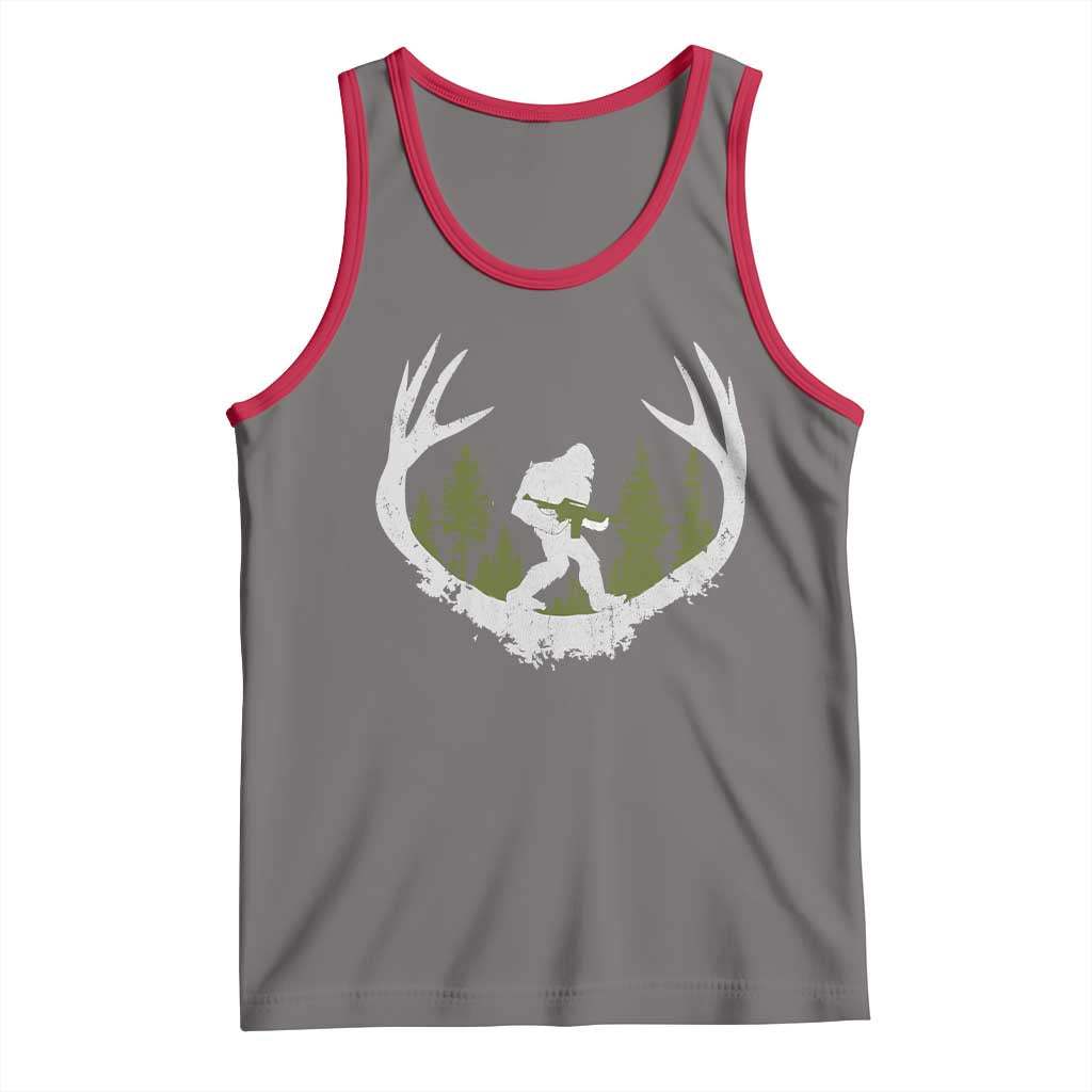 Bigfoot Gun Owner Tank Top Retro Deer Hunting Sasquatch Hunter Dad TS10 Deep Heather Red Print Your Wear