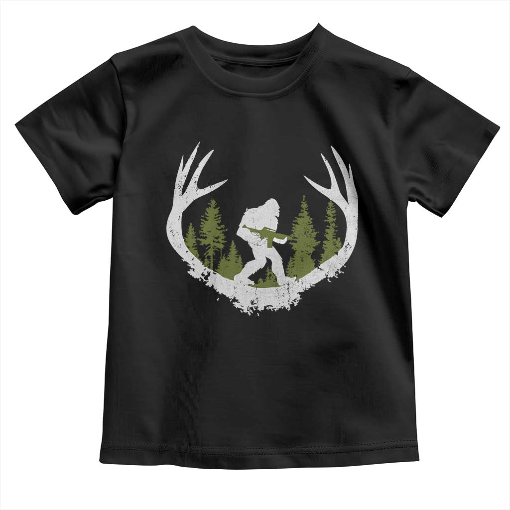 Bigfoot Gun Owner Toddler T Shirt Retro Deer Hunting Sasquatch Hunter Dad TS10 Black Print Your Wear