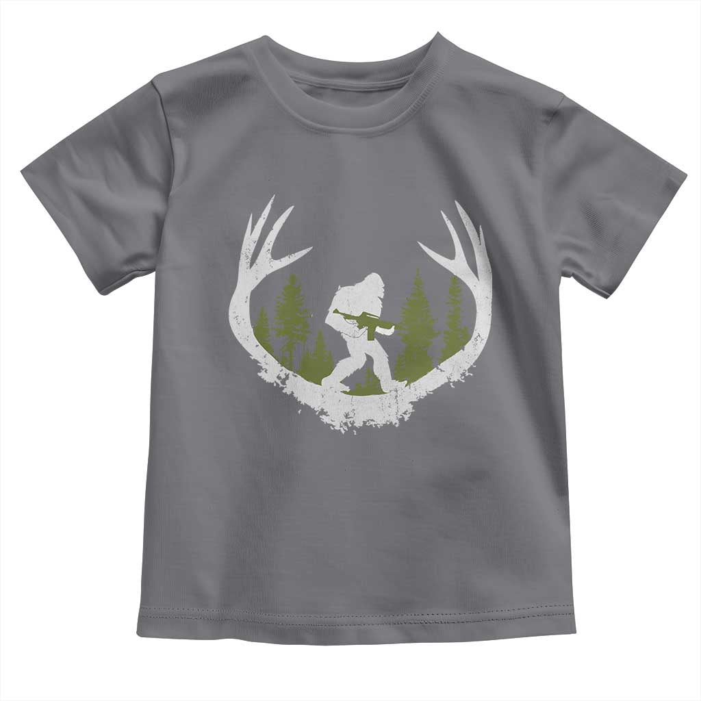 Bigfoot Gun Owner Toddler T Shirt Retro Deer Hunting Sasquatch Hunter Dad TS10 Charcoal Print Your Wear