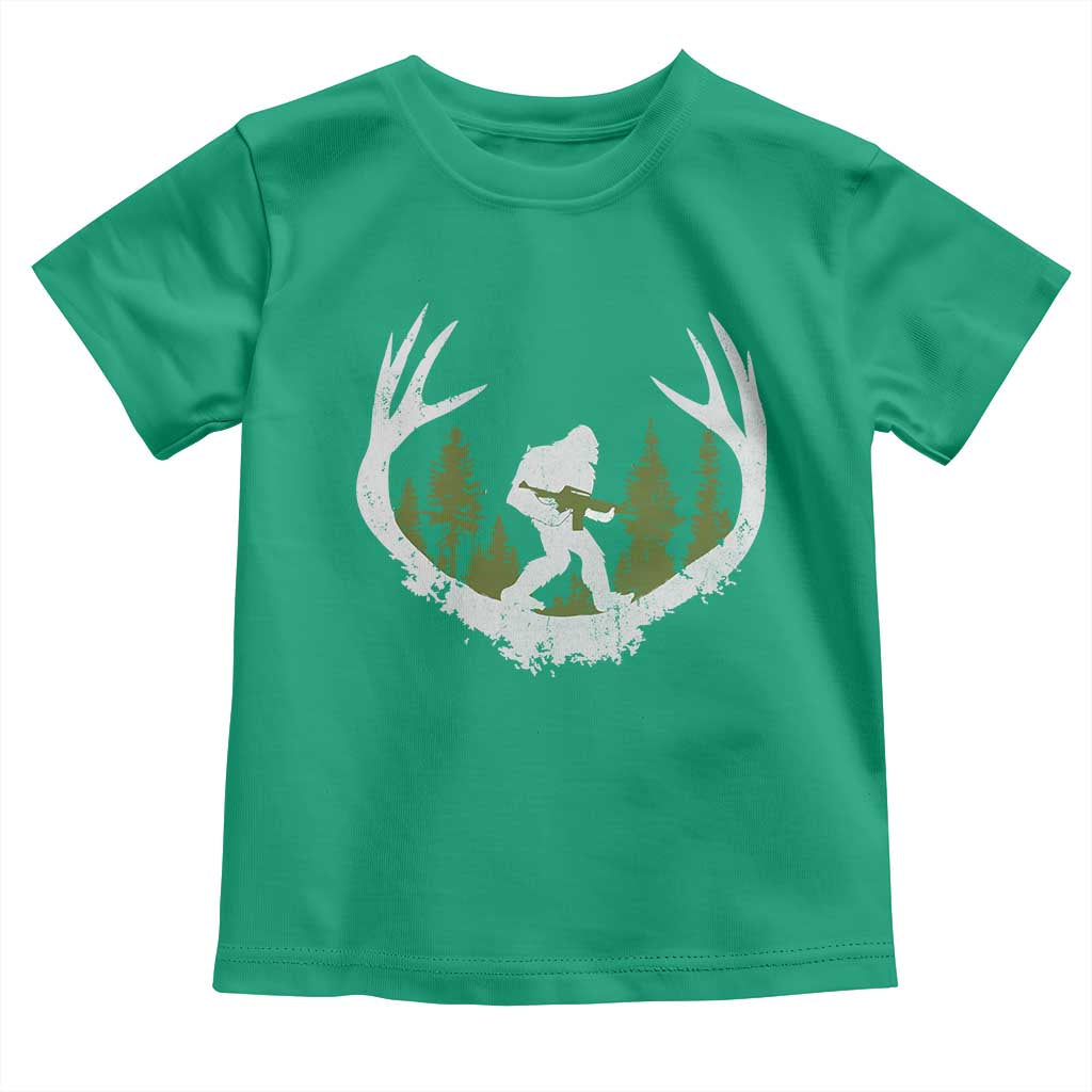 Bigfoot Gun Owner Toddler T Shirt Retro Deer Hunting Sasquatch Hunter Dad TS10 Irish Green Print Your Wear