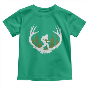 Bigfoot Gun Owner Toddler T Shirt Retro Deer Hunting Sasquatch Hunter Dad TS10 Irish Green Print Your Wear