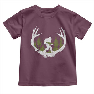 Bigfoot Gun Owner Toddler T Shirt Retro Deer Hunting Sasquatch Hunter Dad TS10 Maroon Print Your Wear