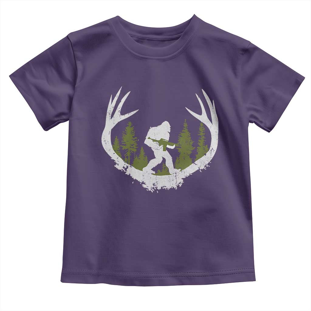 Bigfoot Gun Owner Toddler T Shirt Retro Deer Hunting Sasquatch Hunter Dad TS10 Purple Print Your Wear