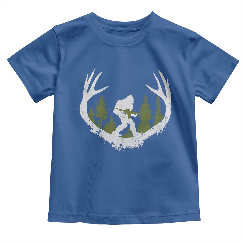 Bigfoot Gun Owner Toddler T Shirt Retro Deer Hunting Sasquatch Hunter Dad TS10 Royal Blue Print Your Wear