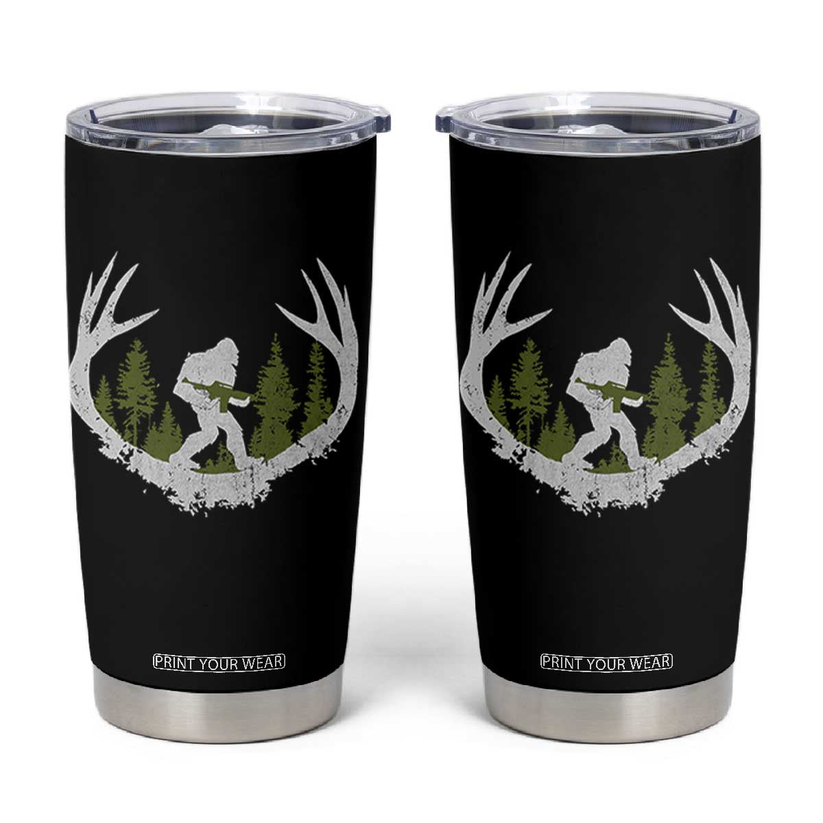 Bigfoot Gun Owner Tumbler Cup Retro Deer Hunting Sasquatch Hunter Dad TS10 Black Print Your Wear
