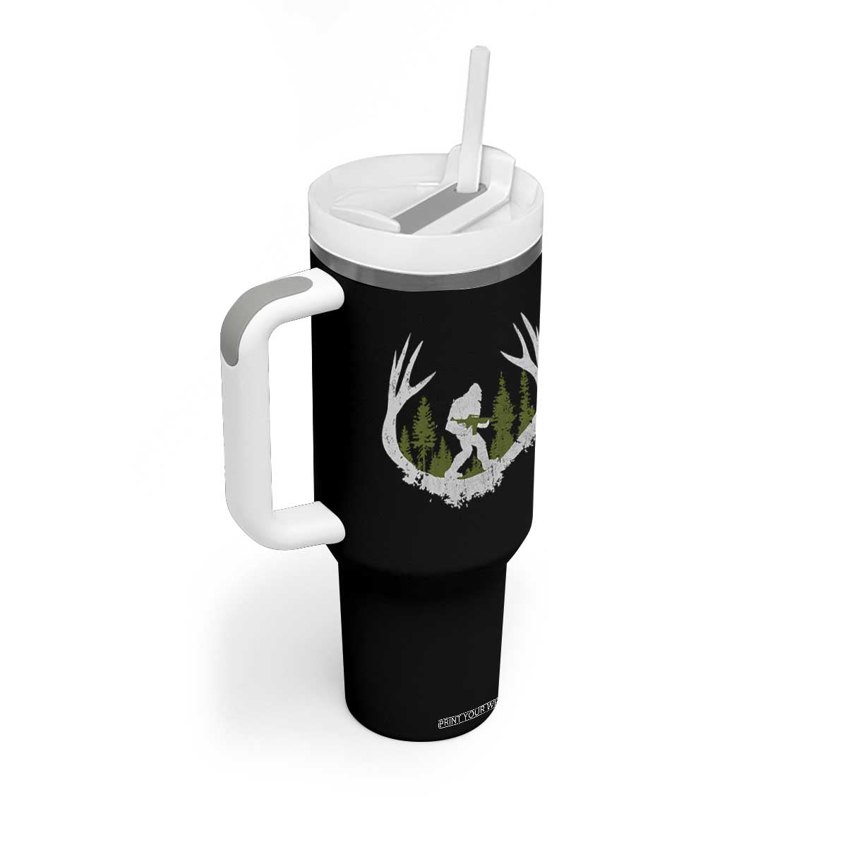 Bigfoot Gun Owner Tumbler With Handle Retro Deer Hunting Sasquatch Hunter Dad TS10 Print Your Wear