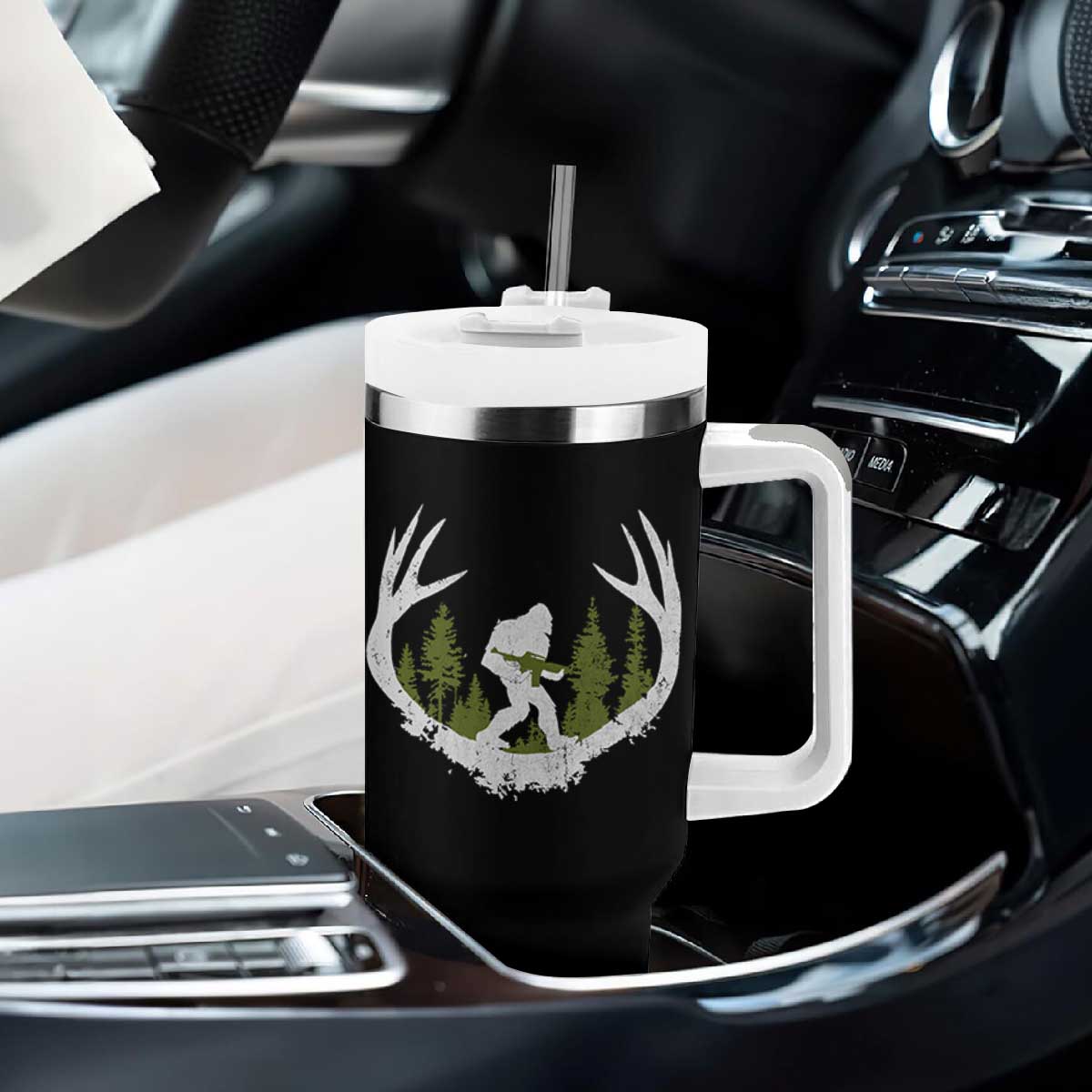 Bigfoot Gun Owner Tumbler With Handle Retro Deer Hunting Sasquatch Hunter Dad TS10 Print Your Wear