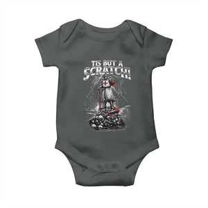 Funny Tis But A Scratch Medieval Warrior Knight Baby Onesie Funny Gift Sarcastic Quote TS10 Dark Heather Print Your Wear