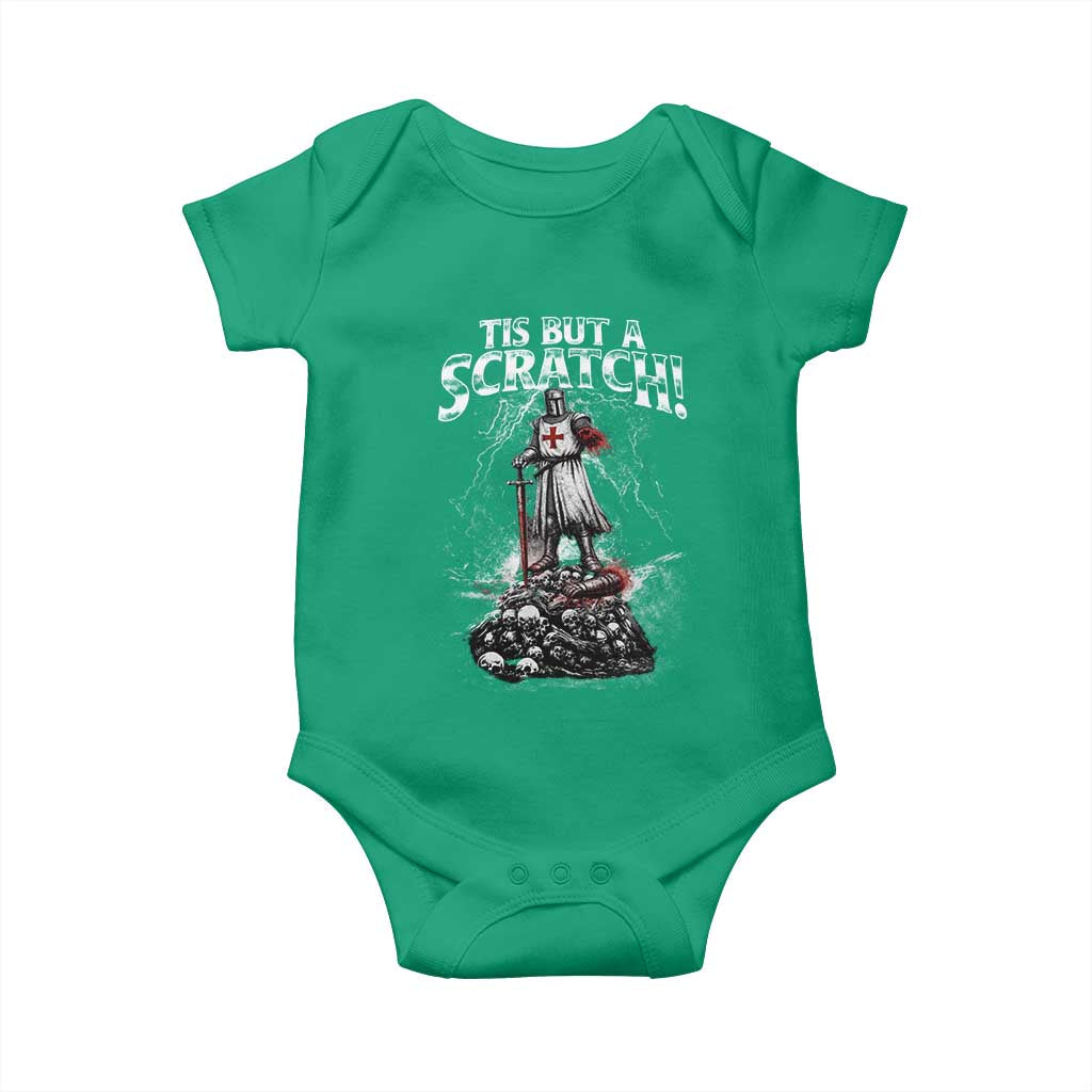 Funny Tis But A Scratch Medieval Warrior Knight Baby Onesie Funny Gift Sarcastic Quote TS10 Irish Green Print Your Wear