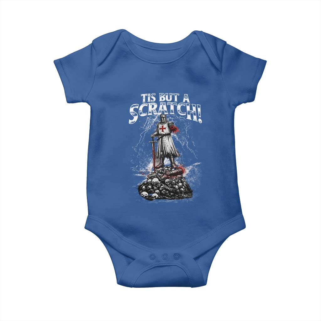 Funny Tis But A Scratch Medieval Warrior Knight Baby Onesie Funny Gift Sarcastic Quote TS10 Royal Blue Print Your Wear