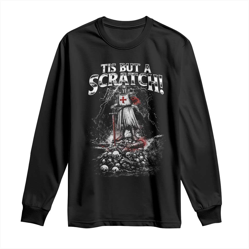 Funny Tis But A Scratch Medieval Warrior Knight Long Sleeve Shirt Funny Gift Sarcastic Quote TS10 Black Print Your Wear