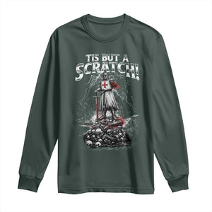 Funny Tis But A Scratch Medieval Warrior Knight Long Sleeve Shirt Funny Gift Sarcastic Quote TS10 Dark Forest Green Print Your Wear