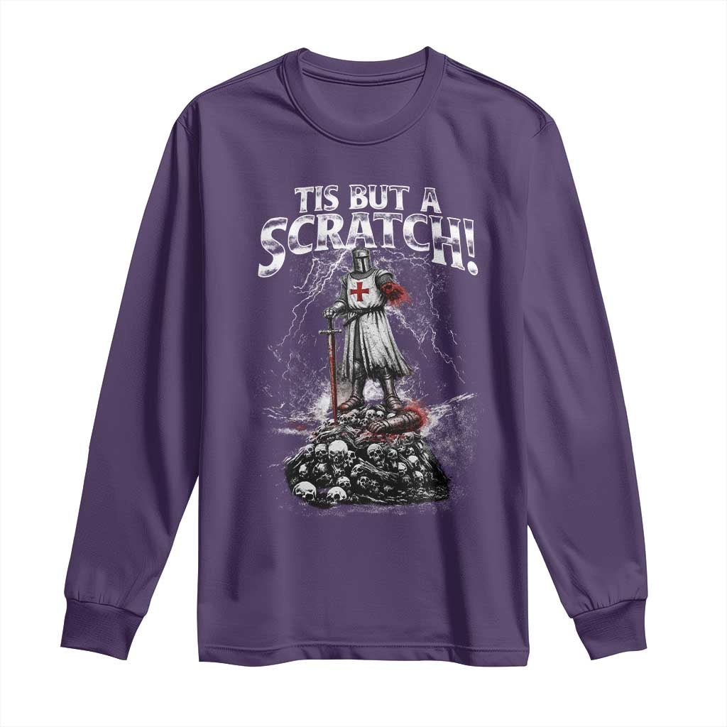Funny Tis But A Scratch Medieval Warrior Knight Long Sleeve Shirt Funny Gift Sarcastic Quote TS10 Purple Print Your Wear