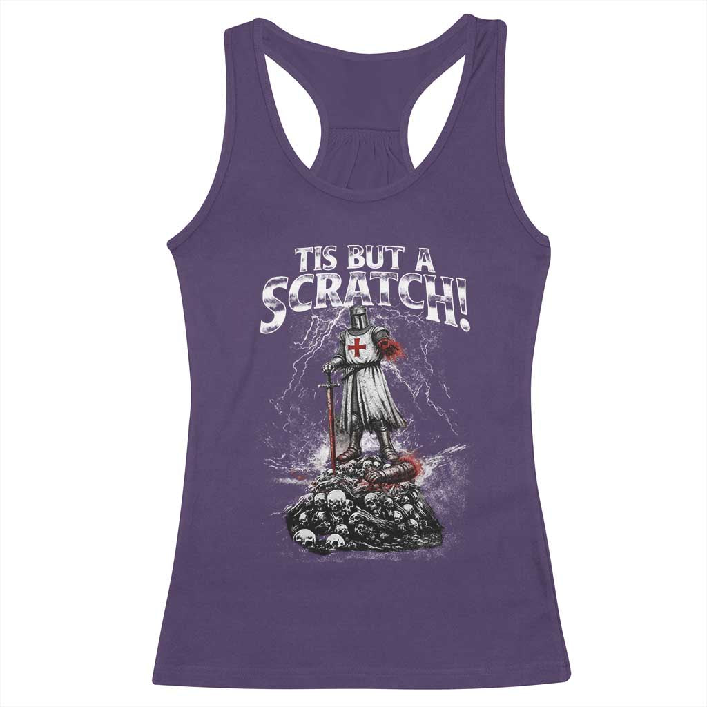 Funny Tis But A Scratch Medieval Warrior Knight Racerback Tank Top Funny Gift Sarcastic Quote TS10 Purple Print Your Wear