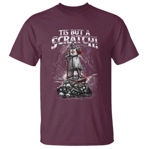 Funny Tis But A Scratch Medieval Warrior Knight T Shirt Funny Gift Sarcastic Quote TS10 Maroon Print Your Wear