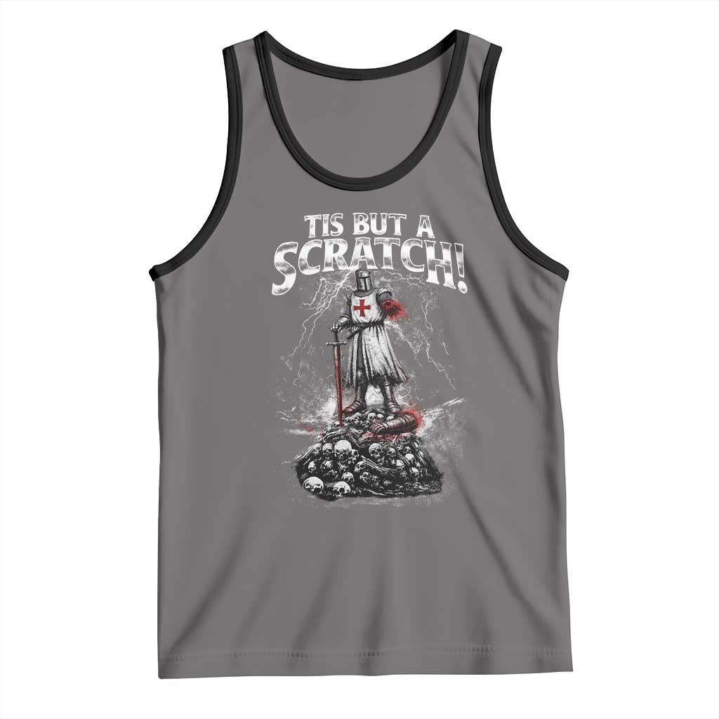 Funny Tis But A Scratch Medieval Warrior Knight Tank Top Funny Gift Sarcastic Quote TS10 Deep Heather Black Print Your Wear